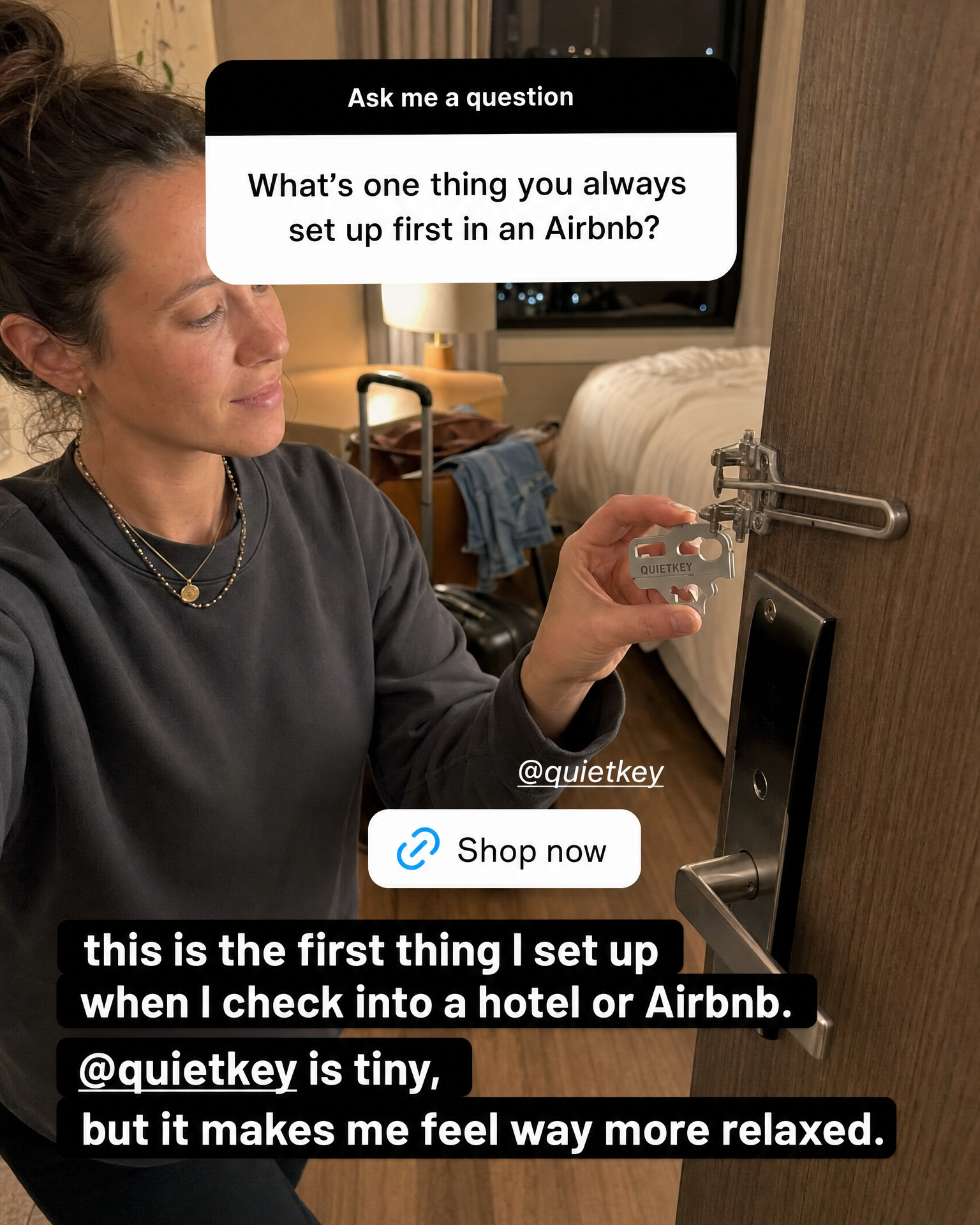 QUIETKEY organic Instagram Story travel safety ad case study
